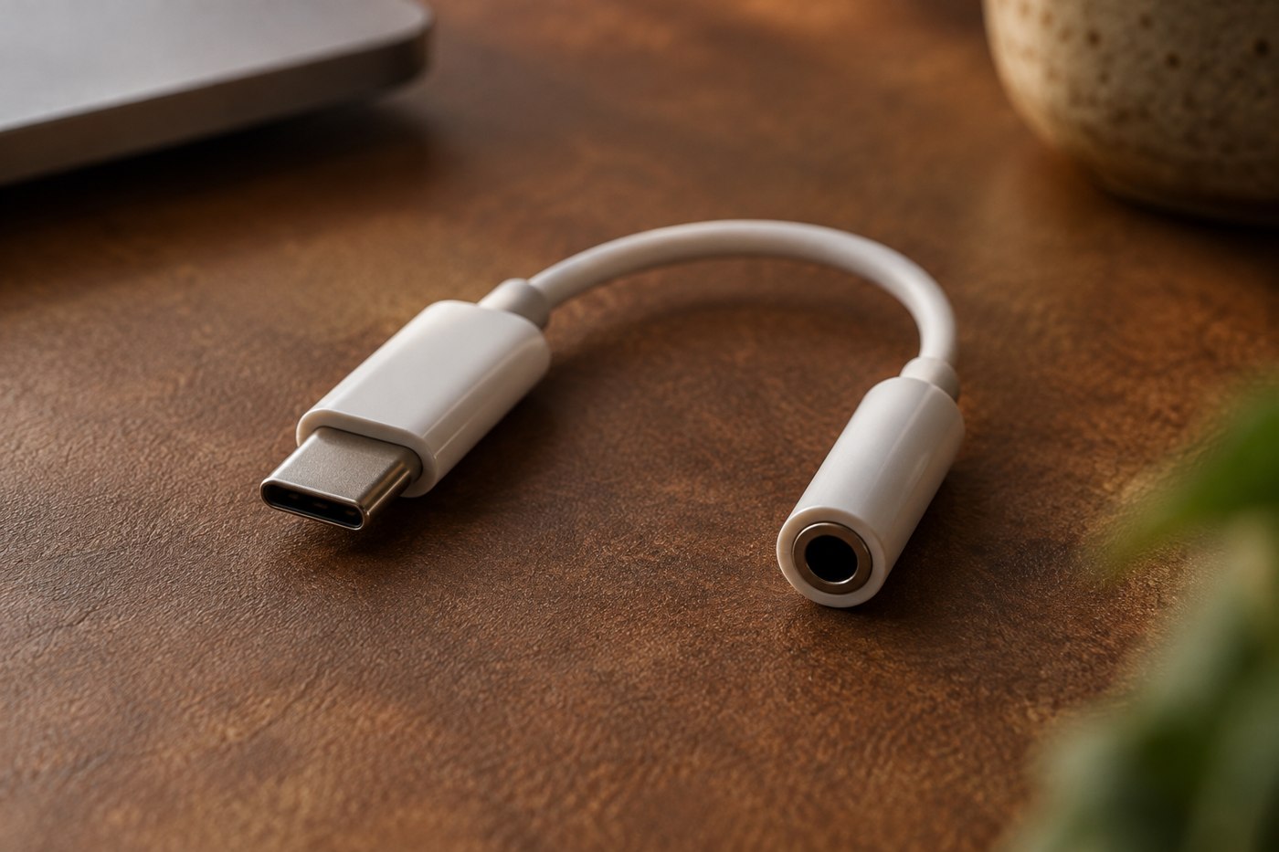 USB-C adapter with a round headphone socket