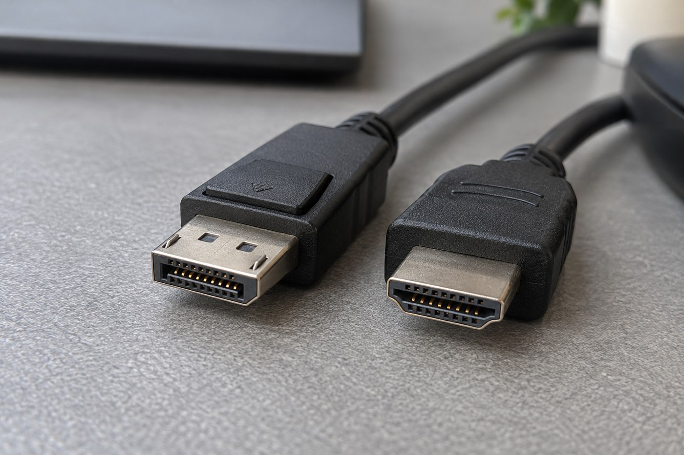 DisplayPort and HDMI cable connectors side by side