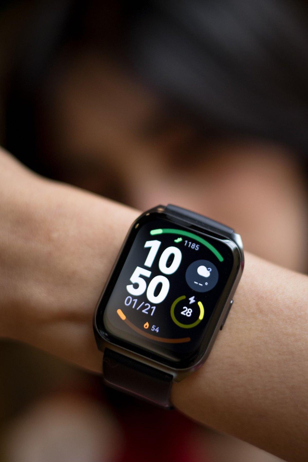 Smartwatch displaying information on a wrist